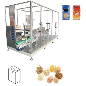 Automatic flat bottom bag forming filling and top sticker packaging machine