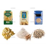 Kantong ngisor warata otomatis mbentuk kemasan label ngisi kanggo biji-bijian